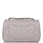 Chanel Light Gray Quilted Lambskin Rectangular Mini Classic Flap Bag Silver Hardware - Image 3