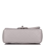 Chanel Light Gray Quilted Lambskin Rectangular Mini Classic Flap Bag Silver Hardware - Image 6