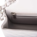 Chanel Light Gray Quilted Lambskin Rectangular Mini Classic Flap Bag Silver Hardware - Image 9