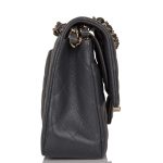 Chanel Medium Classic Double Flap Bag Dark Gray Caviar Light Gold Hardware - Image 6