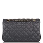 Chanel Medium Classic Double Flap Bag Dark Gray Caviar Light Gold Hardware - Image 3