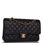 Chanel Black Quilted Caviar Medium Classic Double Flap Bag Gold Hardware - Image 3