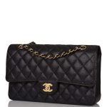 Chanel Black Quilted Caviar Medium Classic Double Flap Bag Gold Hardware - Image 4