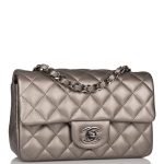 Chanel Mini Rectangular Flap Bag Ruthenium Lambskin Silver Hardware - Image 3
