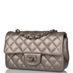 Chanel Mini Rectangular Flap Bag Ruthenium Lambskin Silver Hardware - Image 4