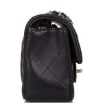 Chanel Mini Rectangular Flap Bag Black Lambskin Light Silver Hardware - Image 6