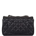 Chanel Mini Rectangular Flap Bag Black Lambskin Light Silver Hardware - Image 5