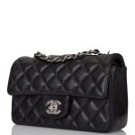 Chanel Mini Rectangular Flap Bag Black Lambskin Light Silver Hardware - Image 4