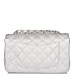 Chanel Mini Rectangular Flap Bag Silver Metallic Lambskin Silver Hardware - Image 3