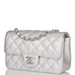 Chanel Mini Rectangular Flap Bag Silver Metallic Lambskin Silver Hardware - Image 5