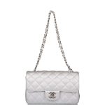 Chanel Mini Rectangular Flap Bag Silver Metallic Lambskin Silver Hardware - Image 2