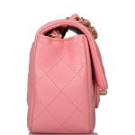 Chanel Pink Quilted Lambskin Rectangular Mini Classic Flap Bag Antique Gold Hardware - Image 6