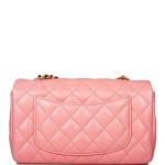 Chanel Pink Quilted Lambskin Rectangular Mini Classic Flap Bag Antique Gold Hardware - Image 3