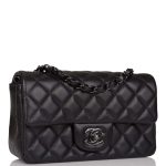 Chanel Mini Rectangular Flap Bag SO Black Lambskin Black Hardware - Image 4