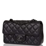 Chanel Mini Rectangular Flap Bag SO Black Lambskin Black Hardware - Image 5