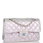 Chanel Small Classic Double Flap Bag Silver Iridescent Lambskin Silver Hardware - Image 4