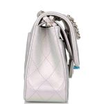 Chanel Small Classic Double Flap Bag Silver Iridescent Lambskin Silver Hardware - Image 5