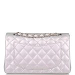 Chanel Small Classic Double Flap Bag Silver Iridescent Lambskin Silver Hardware - Image 3