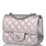 Chanel Mini Square Flap Bag Lavender Iridescent Lambskin Silver Hardware - Image 5