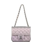 Chanel Mini Square Flap Bag Lavender Iridescent Lambskin Silver Hardware - Image 2