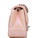 Chanel Mini Square Flap Bag Pink Iridescent Lambskin Silver Hardware - Image 2