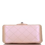 Chanel Mini Square Flap Bag Pink Iridescent Lambskin Silver Hardware - Image 9