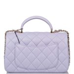 Chanel Rectangular Mini Flap Bag with Top Handle Lavender Quilted Lambskin  Light Gold Hardware - Image 3