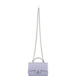 Chanel Rectangular Mini Flap Bag with Top Handle Lavender Quilted Lambskin  Light Gold Hardware - Image 2