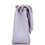 Chanel Medium Classic Double Flap Bag Lavender Quilted Caviar Silver Hardware - Image 5