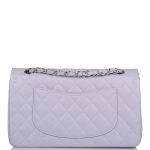 Chanel Medium Classic Double Flap Bag Lavender Quilted Caviar Silver Hardware - Image 9