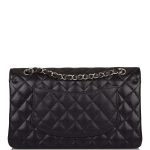 Chanel Medium Classic Double Flap Bag Black Quilted Caviar Silver Hardware - Image 6