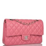 Chanel Medium Classic Double Flap Rose Pink Lambskin Silver Hardware - Image 4