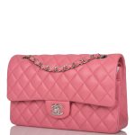 Chanel Medium Classic Double Flap Rose Pink Lambskin Silver Hardware - Image 5