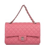 Chanel Medium Classic Double Flap Rose Pink Lambskin Silver Hardware - Image 2