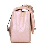 Chanel Mini Rectangular Flap Bag Pink Iridescent Lambskin Silver Hardware - Image 6