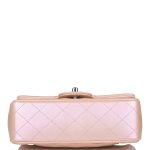 Chanel Mini Rectangular Flap Bag Pink Iridescent Lambskin Silver Hardware - Image 7