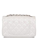 Chanel Mini Rectangular Flap Bag White Iridescent Lambskin Silver Hardware - Image 3