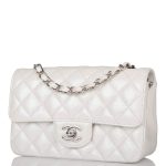 Chanel Mini Rectangular Flap Bag White Iridescent Lambskin Silver Hardware - Image 5