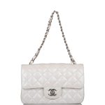 Chanel Mini Rectangular Flap Bag White Iridescent Lambskin Silver Hardware - Image 2
