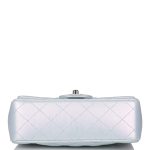 Chanel Mini Rectangular Flap Bag Blue Iridescent Lambskin Silver Hardware - Image 7