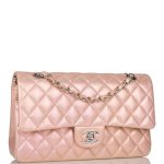 Chanel Medium Classic Double Flap Bag Pink Iridescent Lambskin Silver Hardware - Image 3