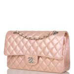 Chanel Medium Classic Double Flap Bag Pink Iridescent Lambskin Silver Hardware - Image 4
