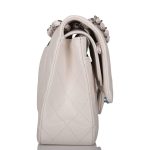 Chanel White Quilted Caviar Medium Classic Double Flap Bag Silver Hardware - Image 7