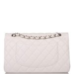 Chanel White Quilted Caviar Medium Classic Double Flap Bag Silver Hardware - Image 5