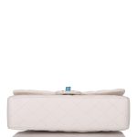 Chanel White Quilted Caviar Medium Classic Double Flap Bag Silver Hardware - Image 6
