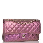 Chanel Medium Classic Double Flap Bag Purple Iridescent Lambskin Light Gold Hardware - Image 4
