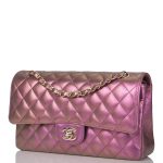 Chanel Medium Classic Double Flap Bag Purple Iridescent Lambskin Light Gold Hardware - Image 5