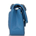 Chanel Blue Quilted Caviar Small Classic Double Flap Bag Light Gold Hardware - Image 5