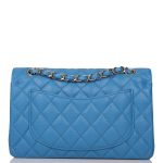 Chanel Blue Quilted Caviar Small Classic Double Flap Bag Light Gold Hardware - Image 3