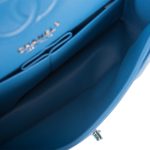 Chanel Blue Quilted Caviar Small Classic Double Flap Bag Light Gold Hardware - Image 7